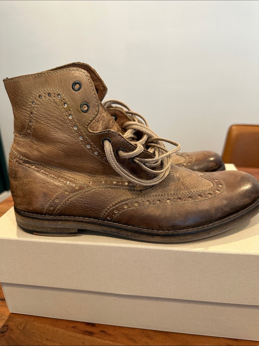Men's Brown Steve Madden Leather Wingtip Boots